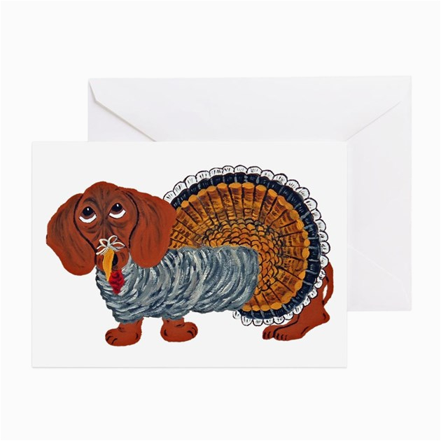 dachshund thanksgiving turkey greeting cards by