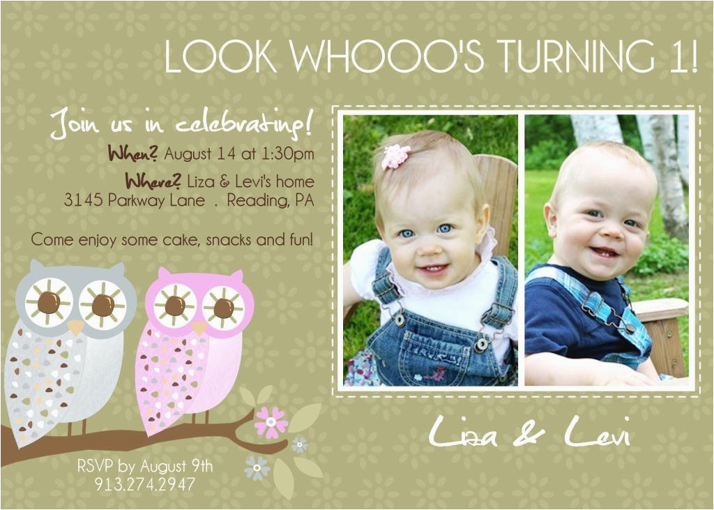 twins 1st birthday invitation you print
