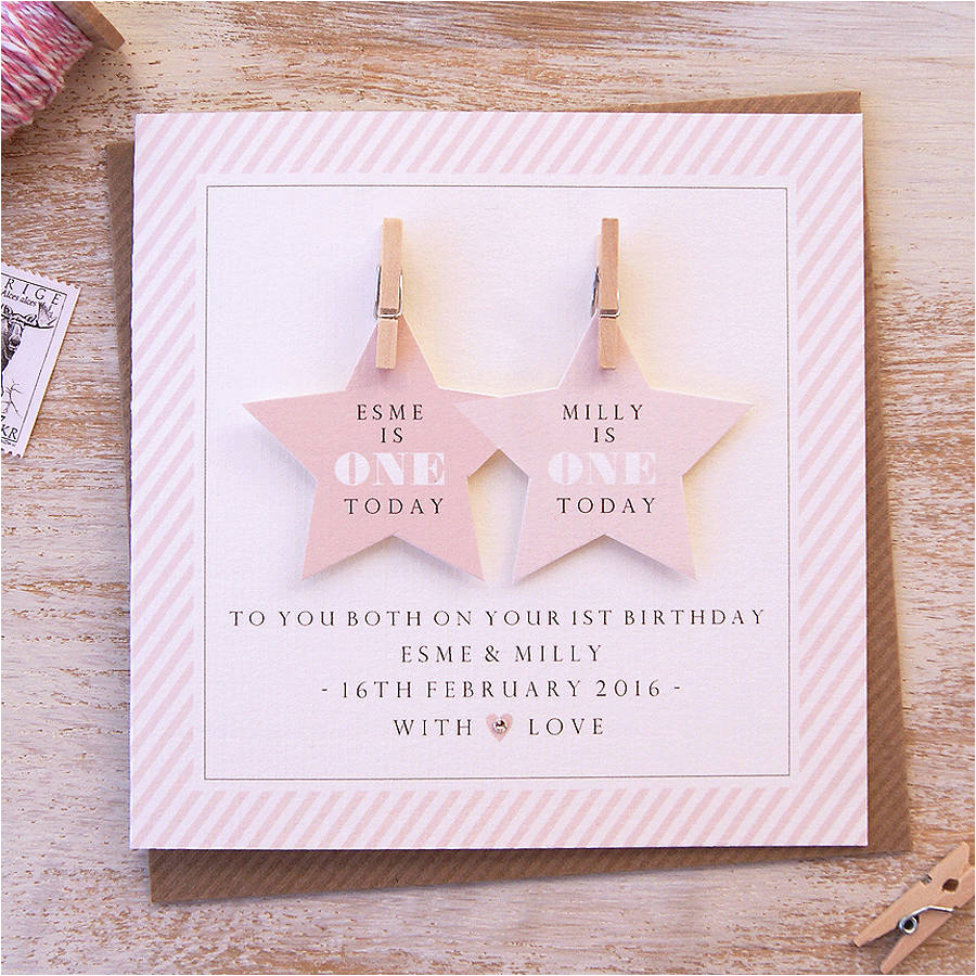 star twins first birthday card