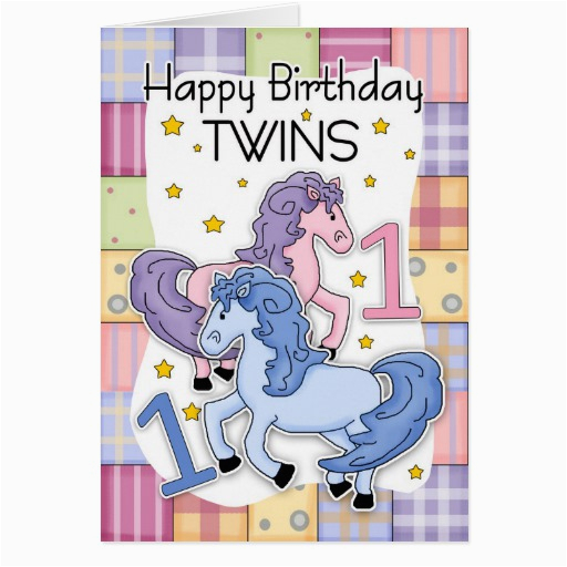 twins first birthday card two little ponies 137643727840706306