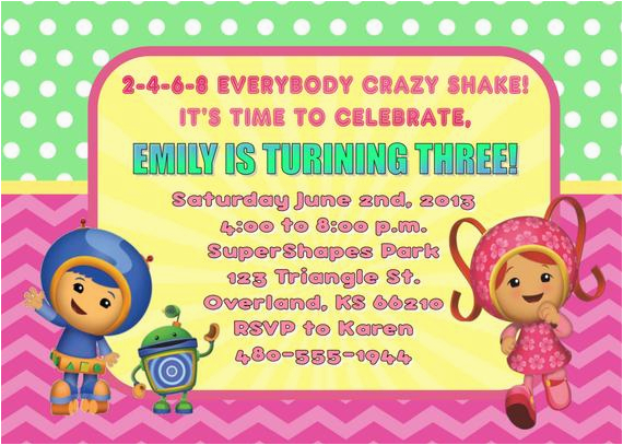 items similar to team umizoomi birthday invitation on etsy