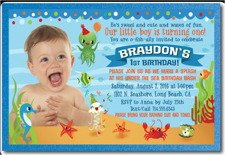 under the sea 1st birthday invitations for boys p 3997