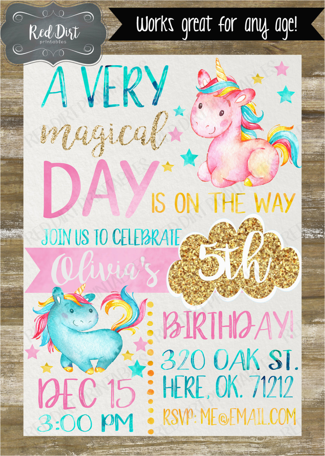 unicorn birthday invitation wording