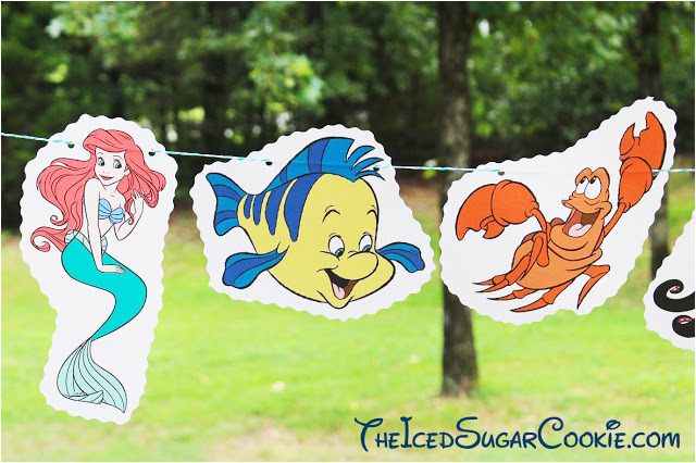 diy little mermaid birthday party flag