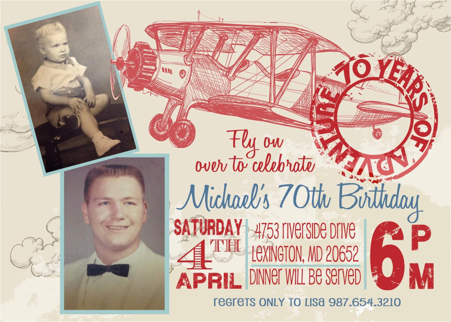 vintage airplane milestone birthday