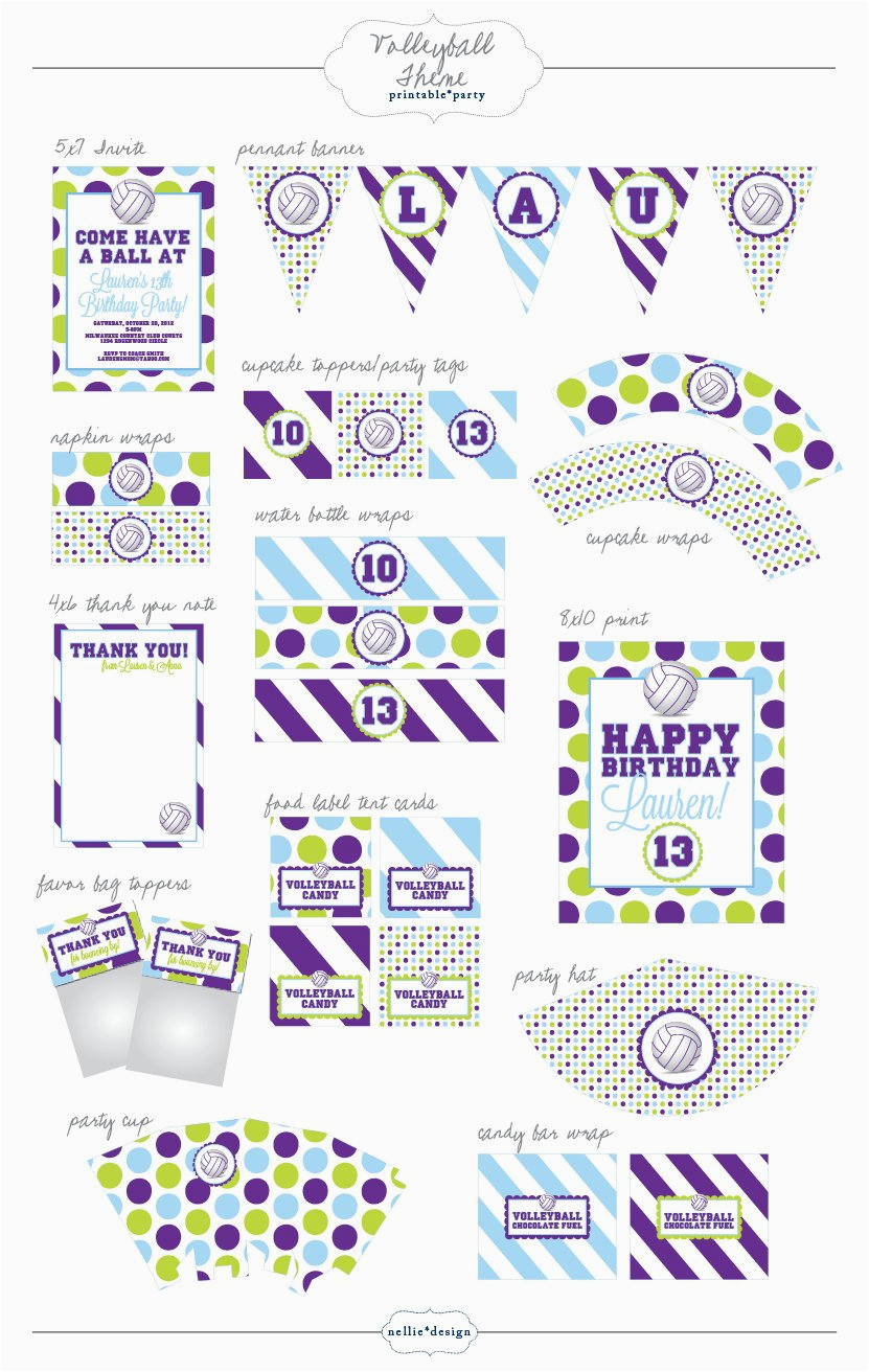 volleyball party printable designs