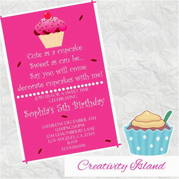 cute as a cupcake birthday invitation