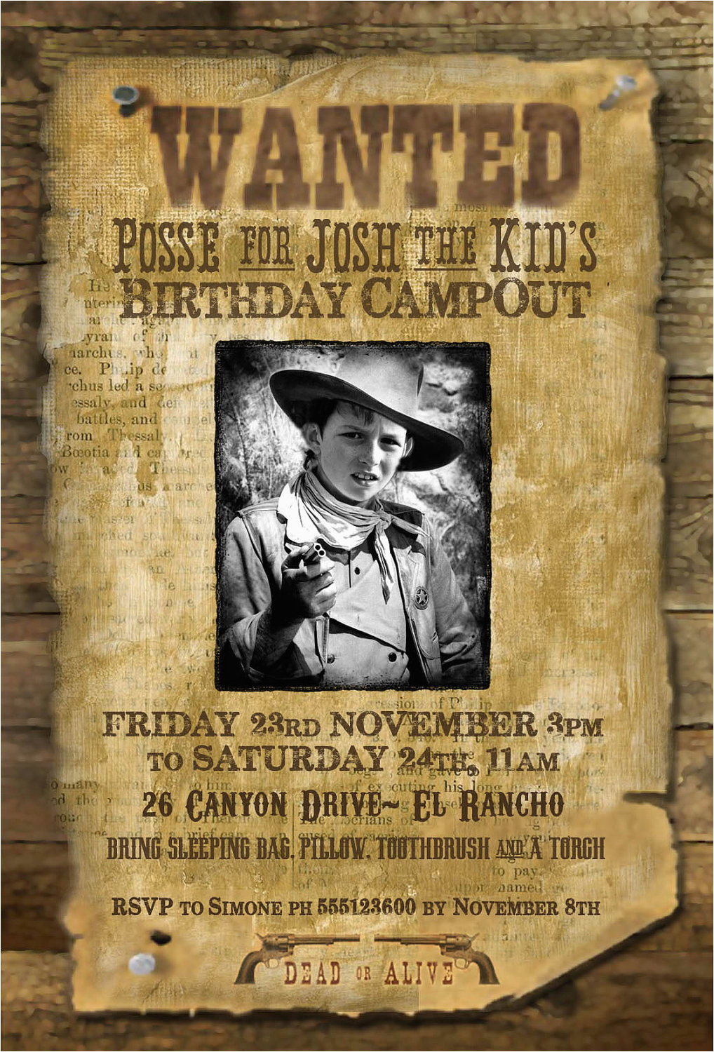 wild west wanted poster printable party invitation