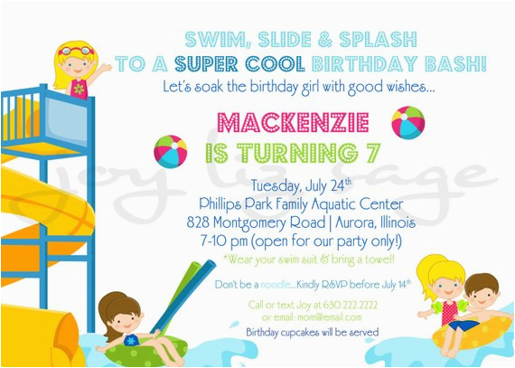 items similar to waterpark birthday digital invitation