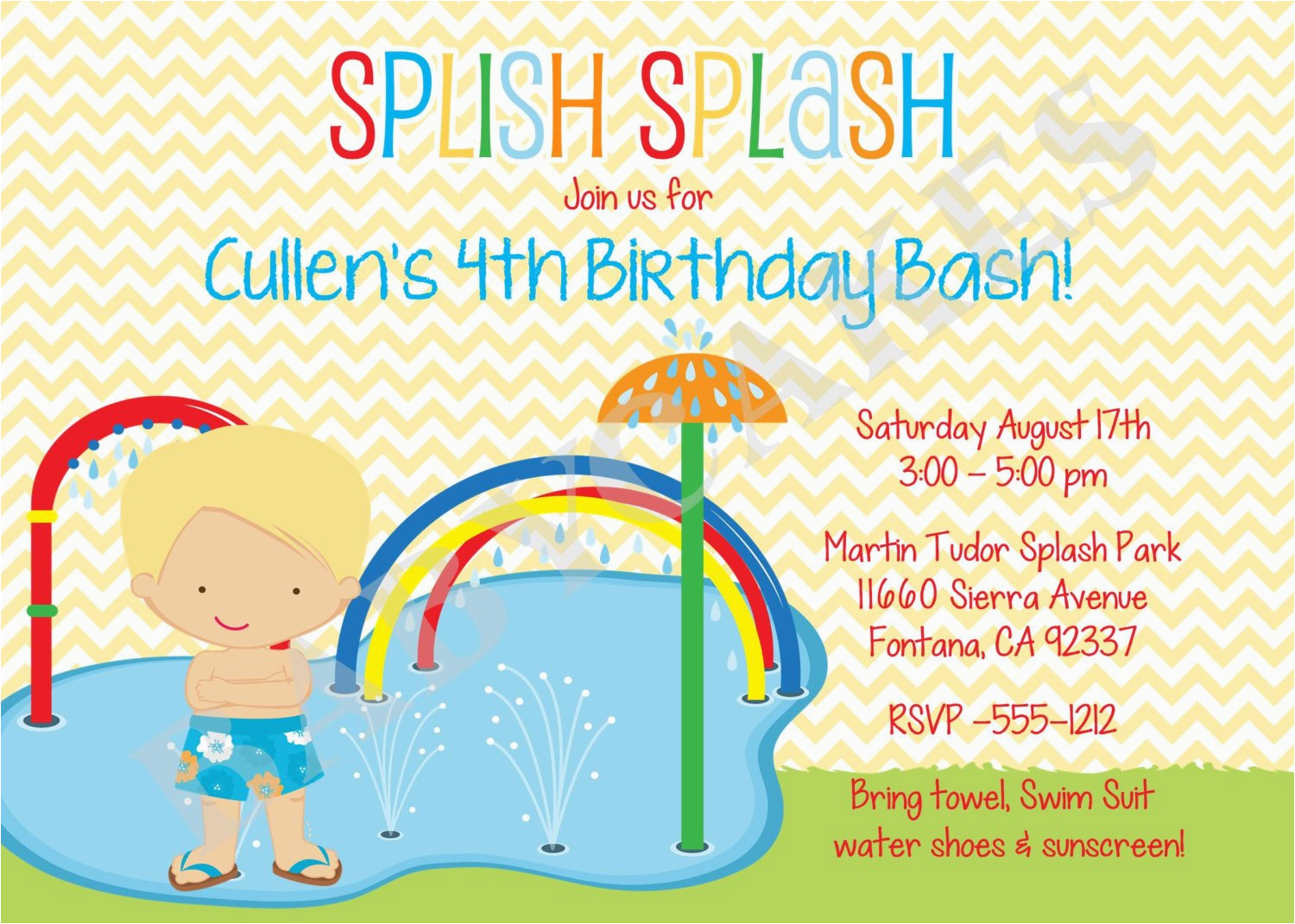 splash party invitation splish spalsh birthday invitation