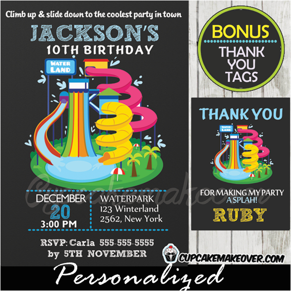 water park birthday invitation personalized d3