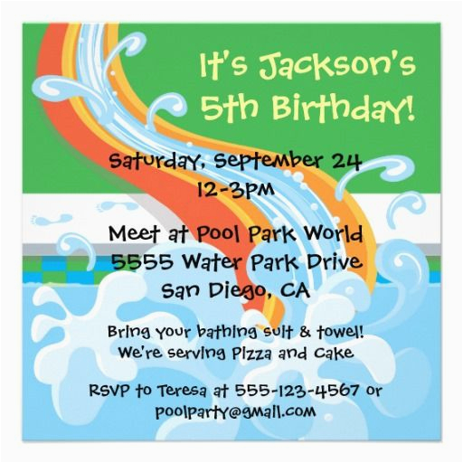 water park birthday invitations