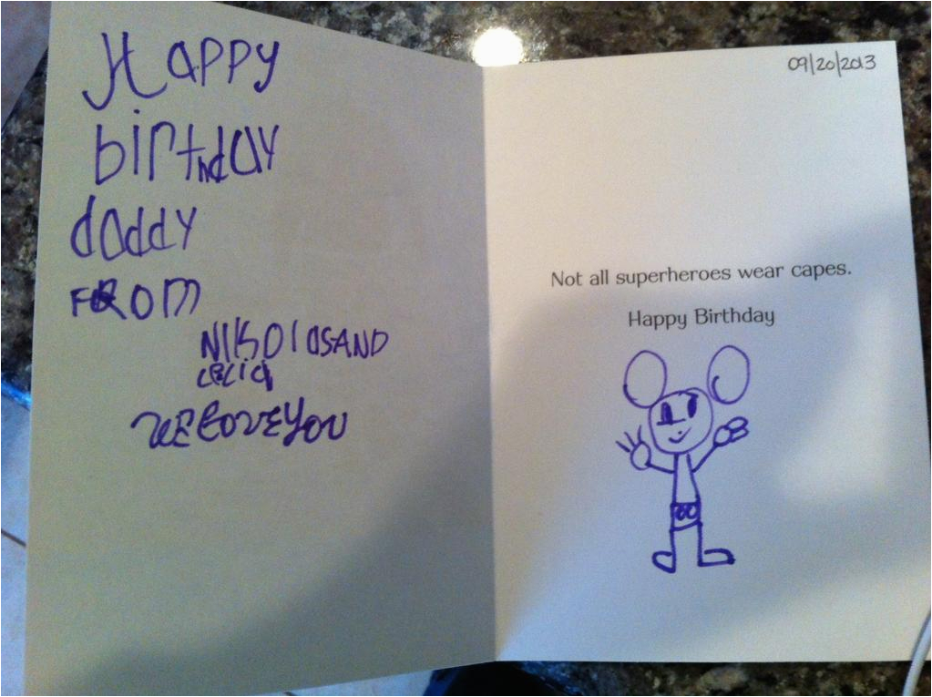 the first birthday card my nephew was able to write for my