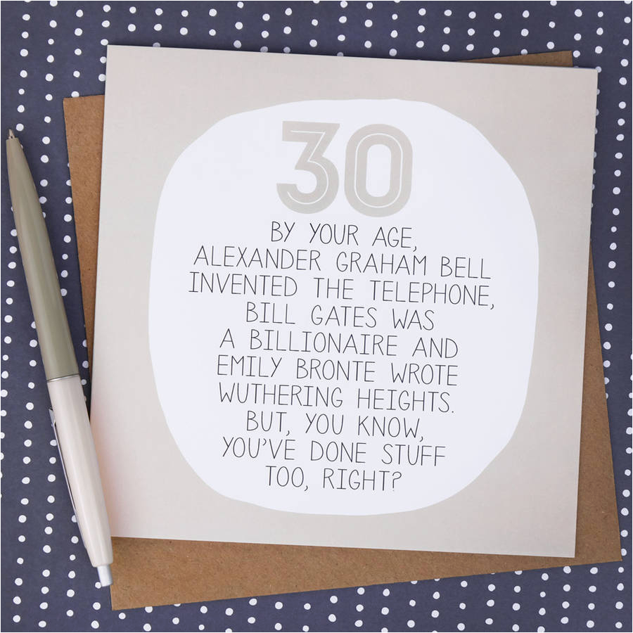 by your age 30th birthday card