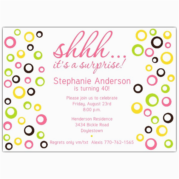 bubble dots pink on white surprise birthday invitations