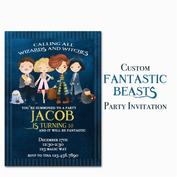 fantastic beasts birthday invitation custom wizard and