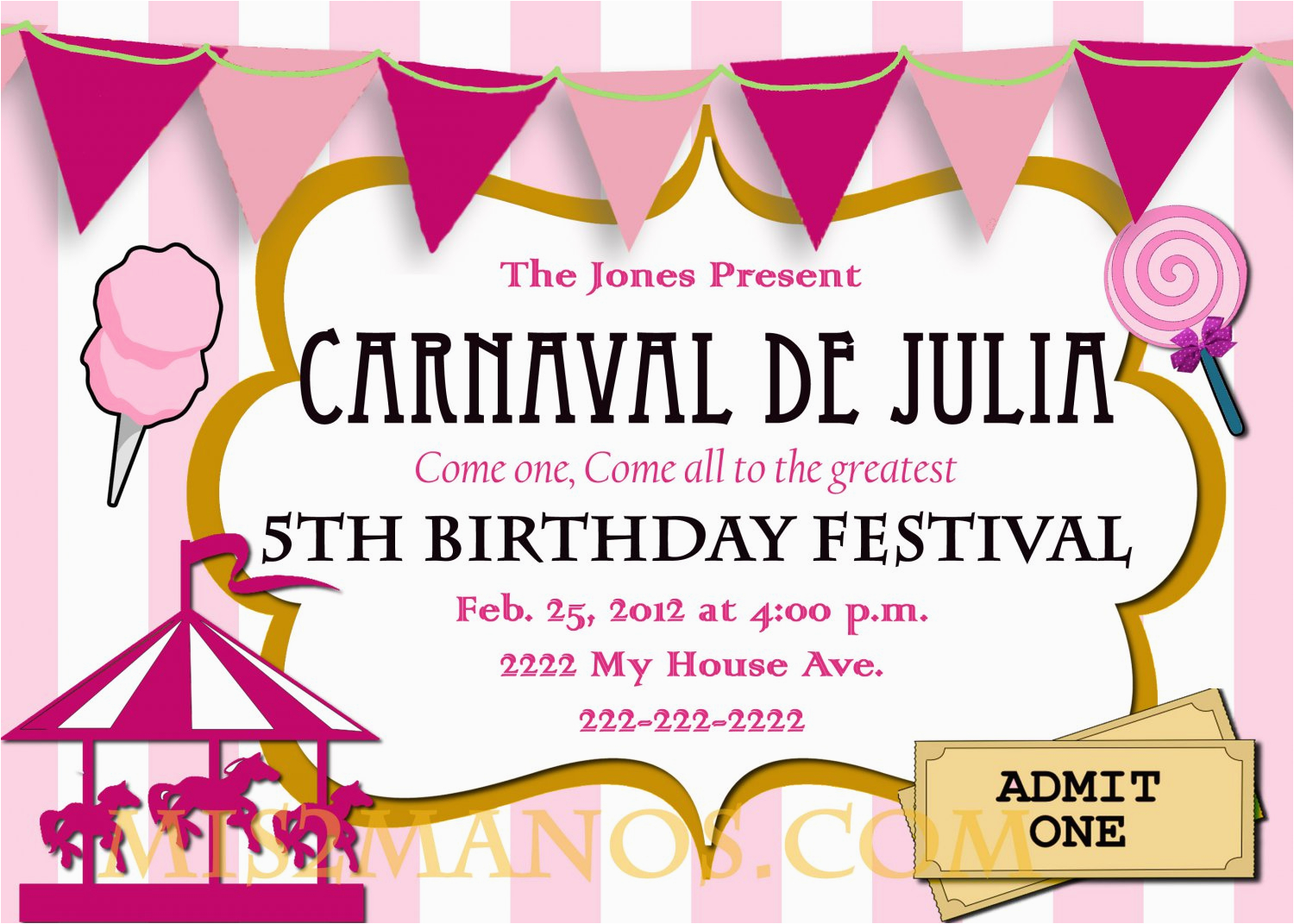carnival birthday party invitation diy