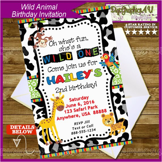 Wild Animal Birthday Party Invitations Wild Animal Birthday Party Invitation His or by Digigraphics4u