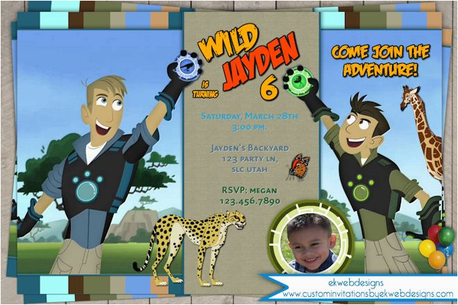 wild kratts birthday invitation customized with or without photo