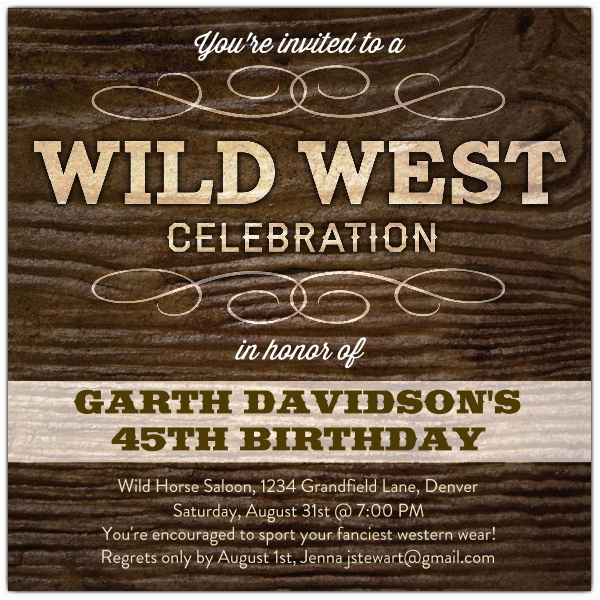 wild west celebration birthday invitations p 615 55 555