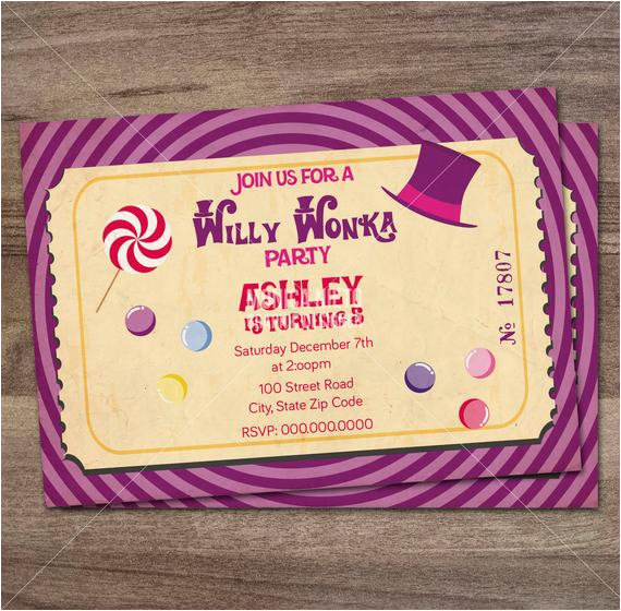 willy wonka birthday party invitation