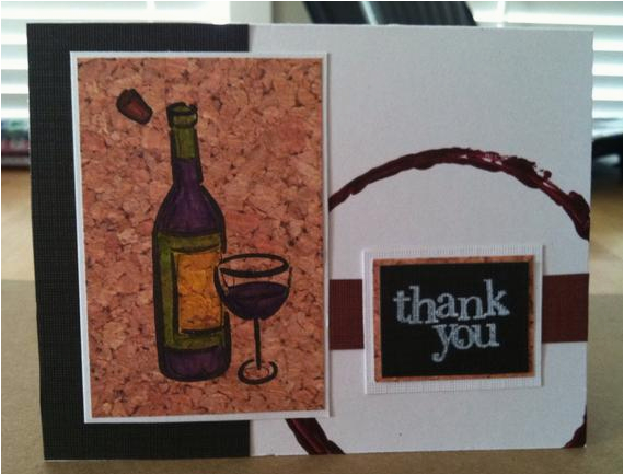 handmade wine themed thank you greeting