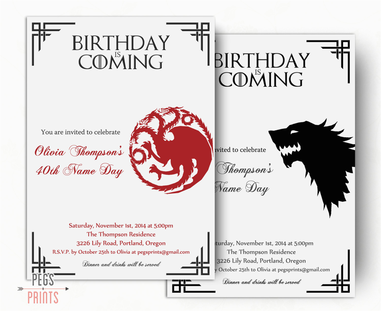 dragon birthday invitation wolf birthday
