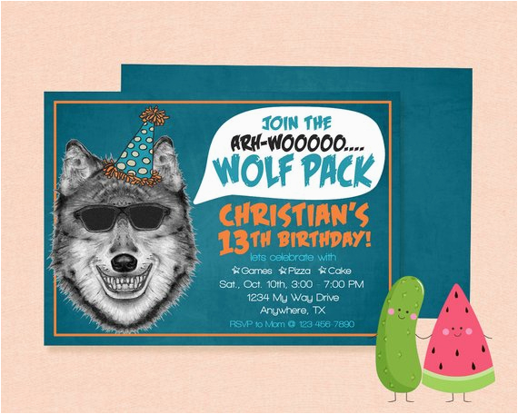 wolf invitation wolf pack birthday wolf