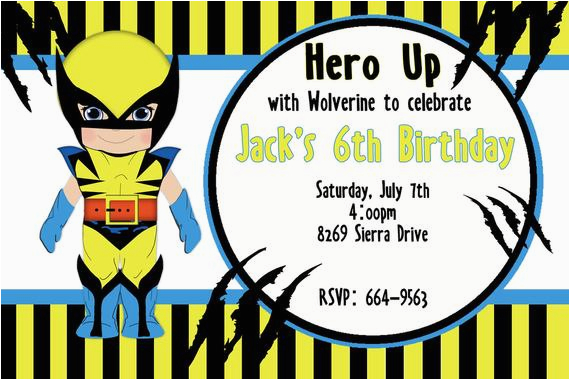 wolverine inspired birthday invitation