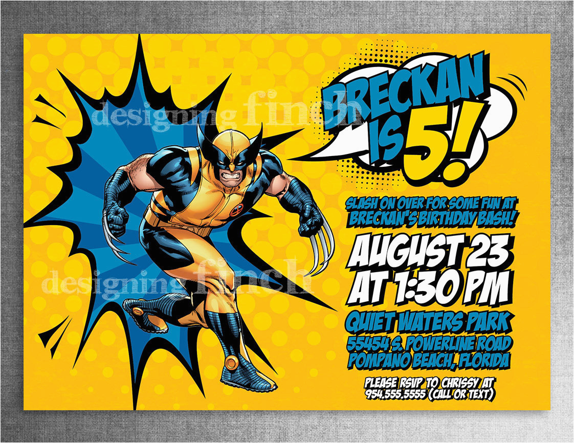 wolverine birthday invitation 145