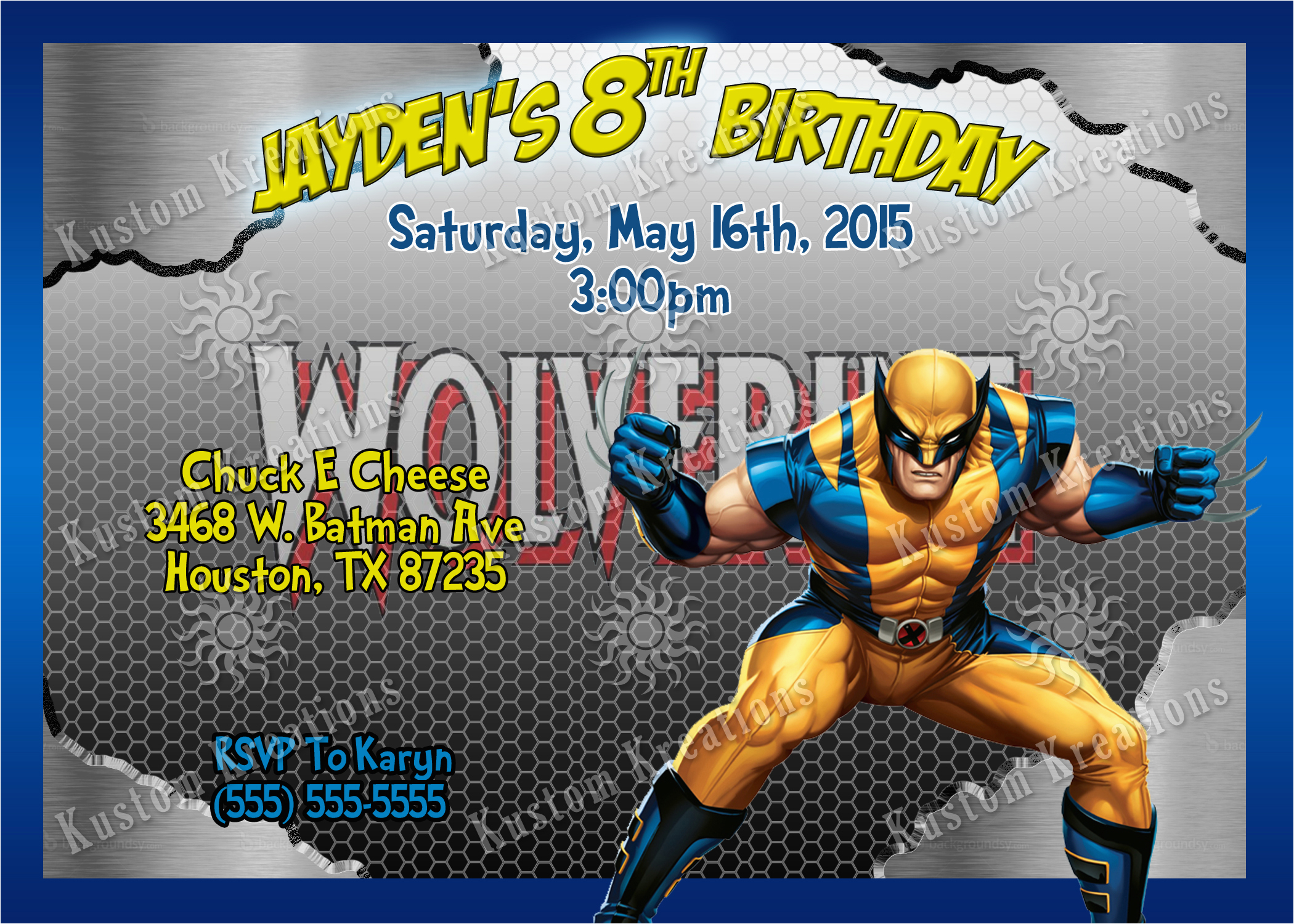 wolverine birthday invitation