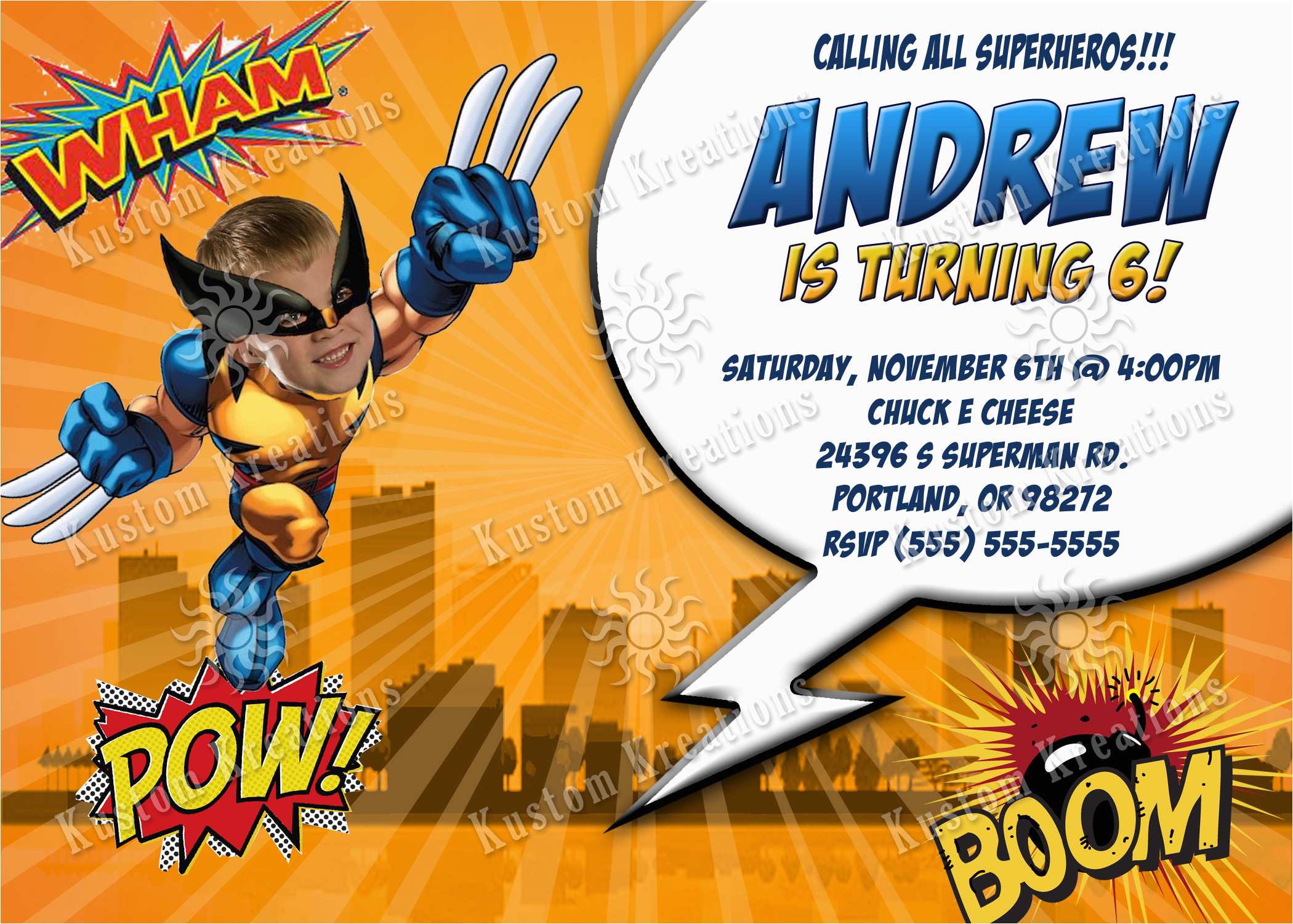 wolverine birthday invitation