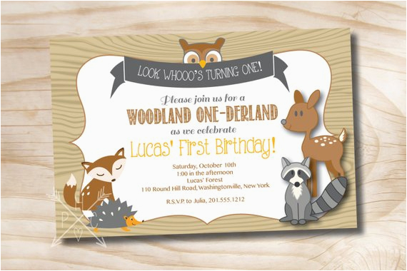 woodland derland birthday party invitation digital