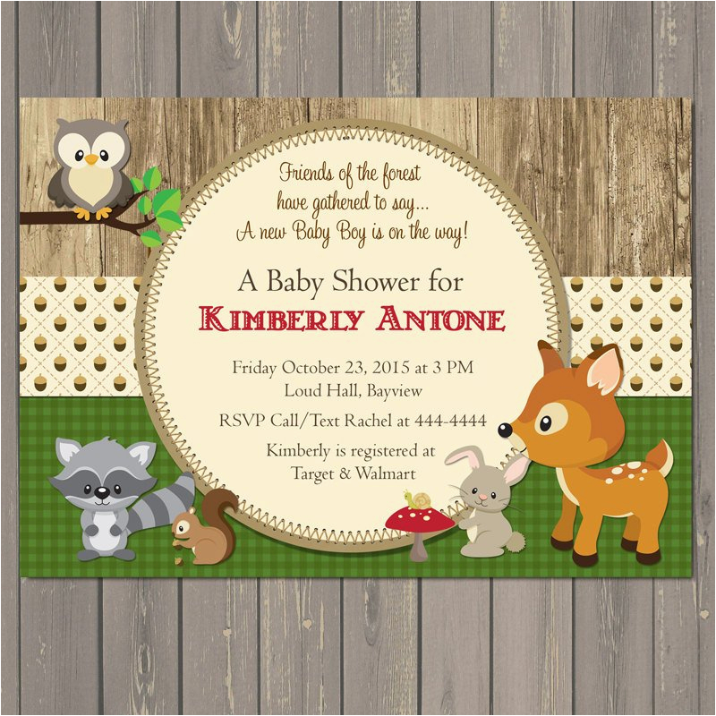 woodland baby shower invitations forest