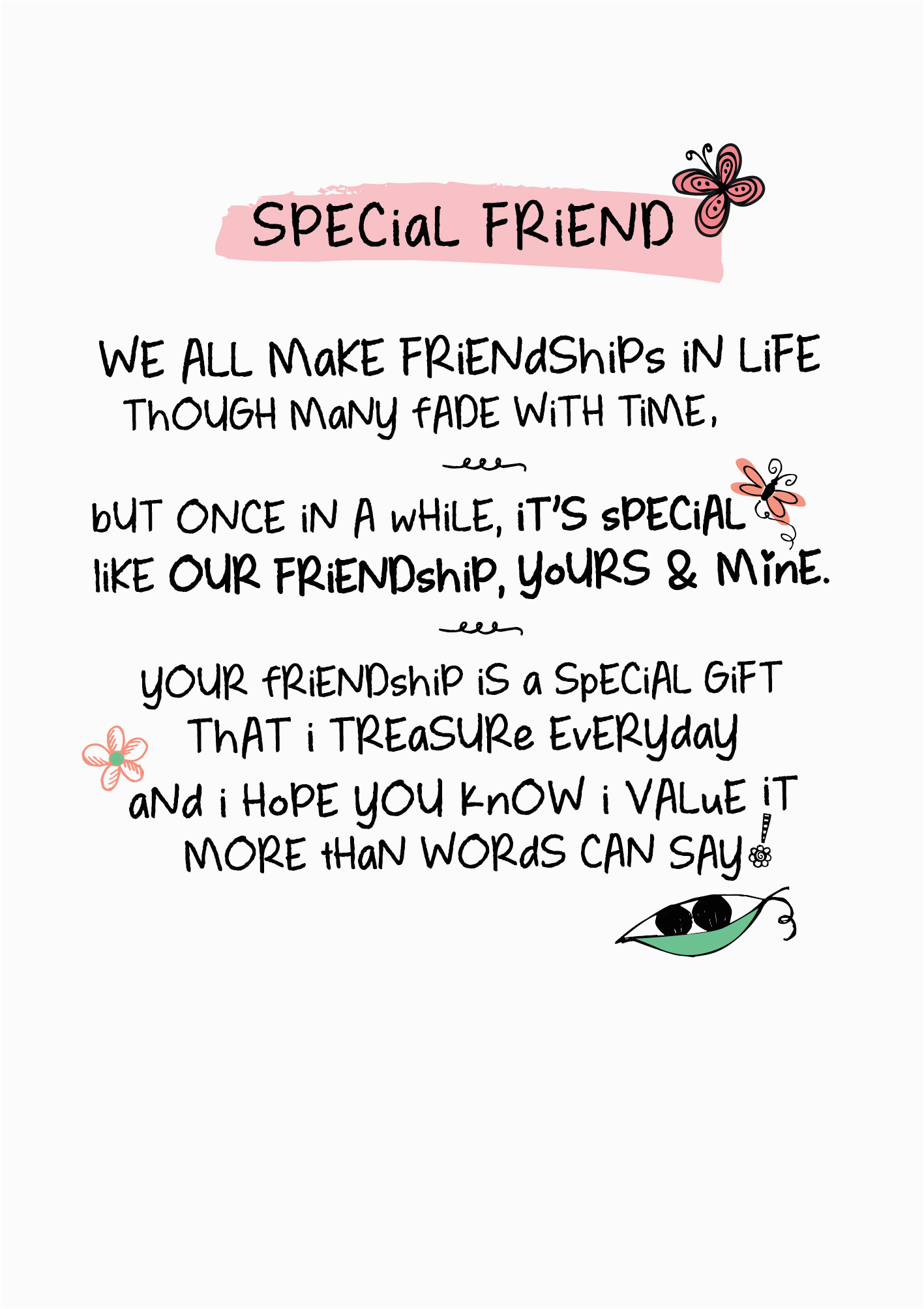kciwptr050 special friend inspired words greeting card blank inside