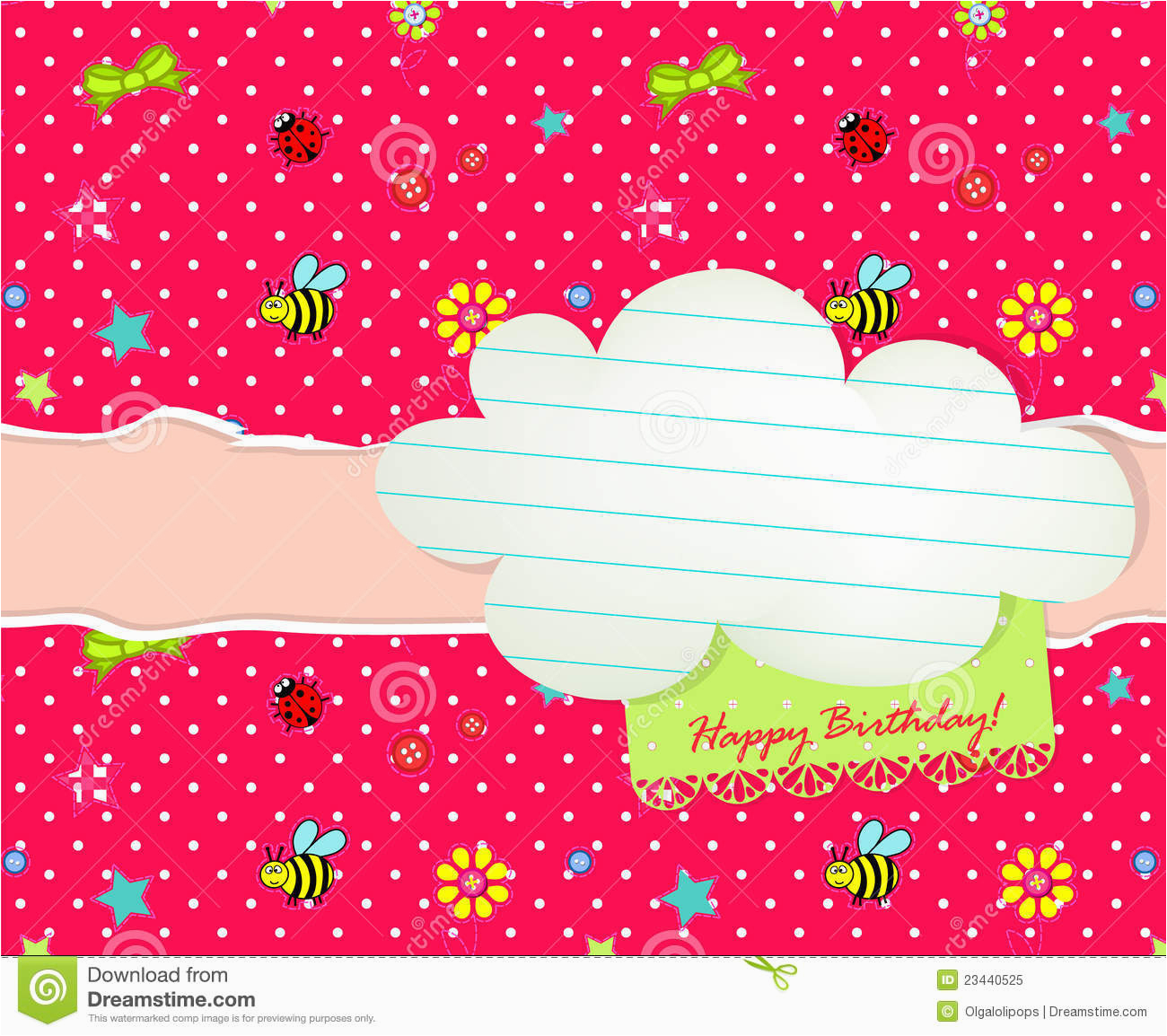 baby happy birthday card with cloud tag stock vector