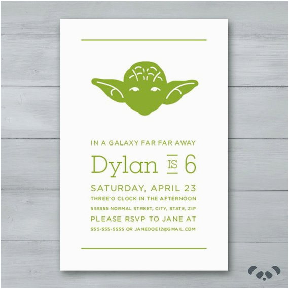 yoda star wars birthday party invitation