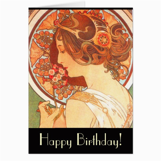 art nouveau lady birthday card zazzle com