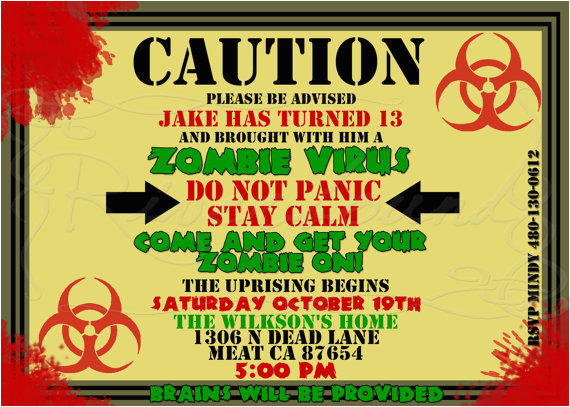 printable zombie invitations for a teen zombie party