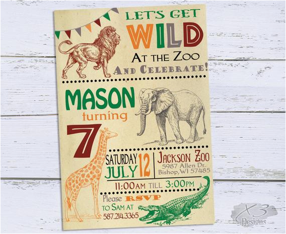 zoo birthday invitations jungle 1st