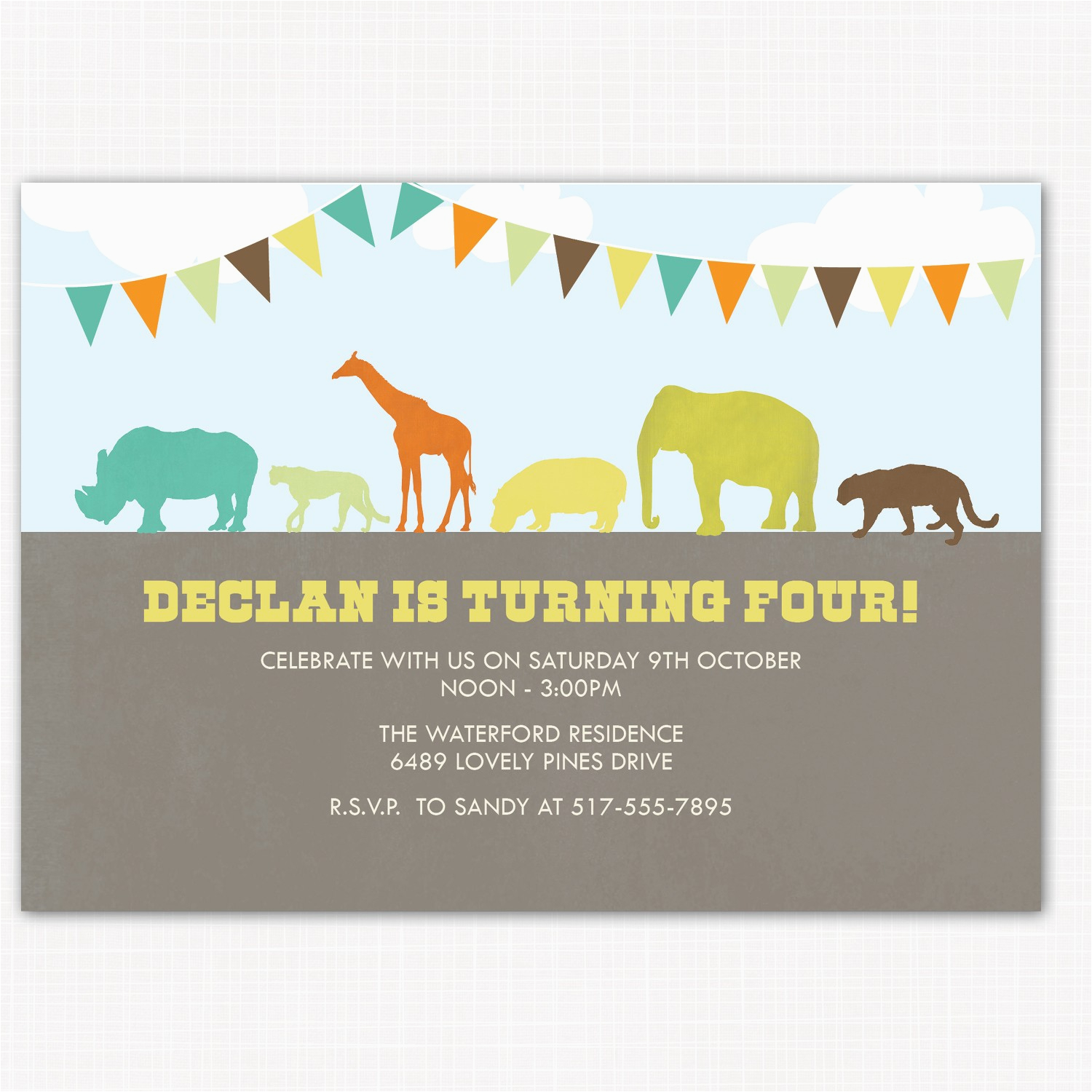 zoo themed birthday party invitations