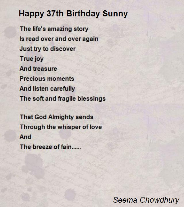 Happy 37th Birthday Quotes Happy 37th Birthday Sunny Poem by Seema Chowdhury Poem