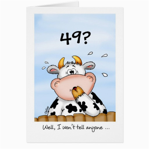 49th birthday humorous card with surprised cow 137418624894937797