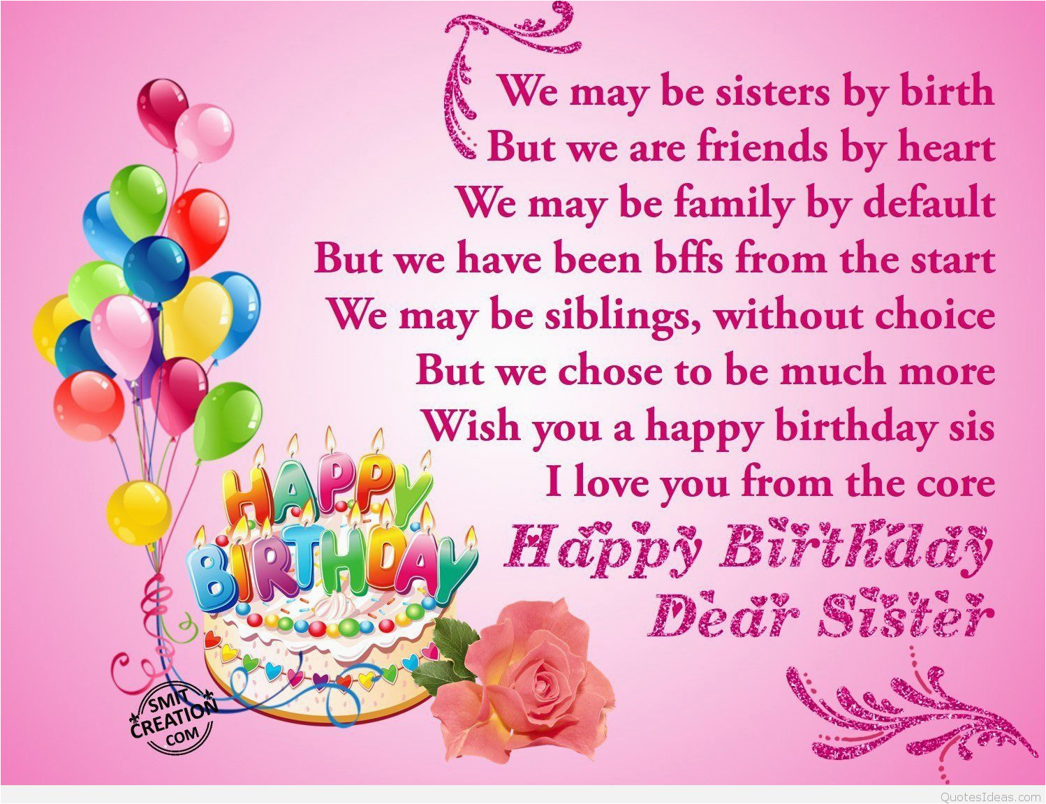 dear sister happy birthday quote wallpaper