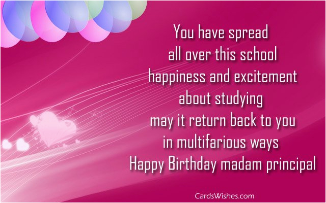 birthday wishes for madam principal