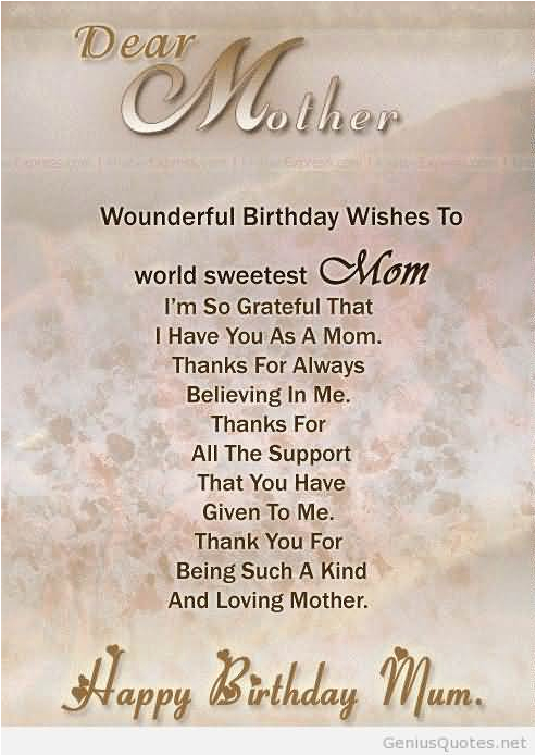 dear mother wonderful birthday wishes to world sweetest mom happy birthday mum