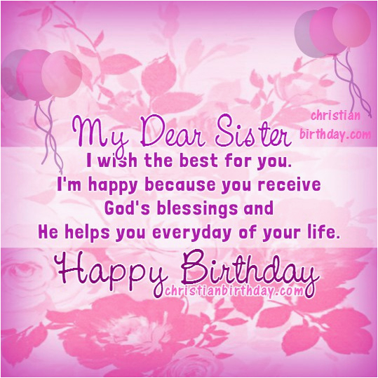 happy birthday dear sister christian card