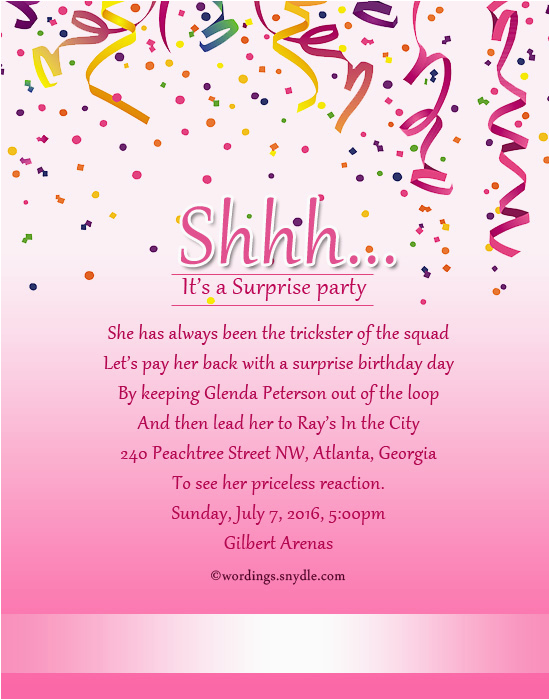 Happy Birthday Surprise Quotes Birthday Party Invitation Quotes Best