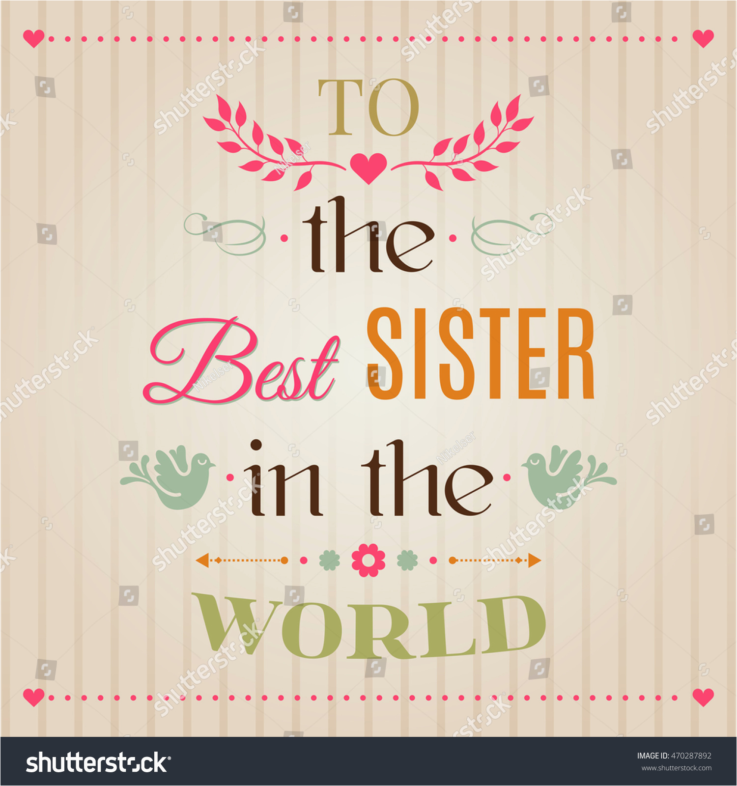 stock vector vintage happy birthday typographical greeting card to the best sister in the world lettering