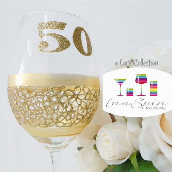50th birthday wine glass gift for her